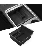 LFOTPP Center Console Organizer Tray Compatible with 2021 Tesla Model Y Model 3 Flocked Armrest Hidden Cubby Drawer Storage Box ABS Material for Tesla Model 3 Accessories (Black)