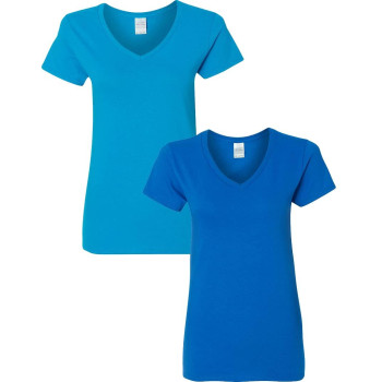 gildan Womens Heavy cotton V-Neck T-Shirt 2-Pack 3XL-Sapphire-Royal