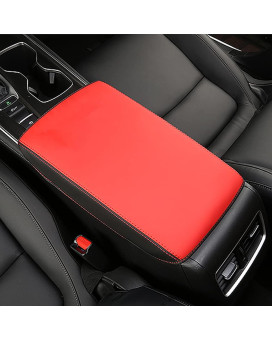 INTGET Car Console Cover for 2020 2021 2022 Honda Accord Accessories 2019 2018 Leather Armrest Cover Elbow Arm Rest Seat Box Protector Accessories for Honda Accord Center Console Cover(Black with Red)