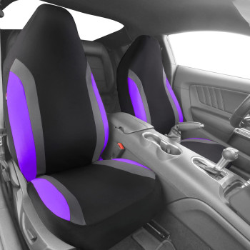 CAR PASS Two Front Universal Fit Breathable Fabric Sport Car Seat Covers,fit for suvs,Trucks,sedans,Cars,Vehicles,Vans,Airbag Compatible (Front Seats, Black Purple)