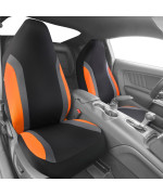 CAR PASS Two Front Universal Fit Breathable Fabric Sport Car Seat Covers,fit for suvs,Trucks,sedans,Cars,Vehicles,Vans,Airbag Compatible (Front Seats, Black Orange)