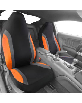 CAR PASS Two Front Universal Fit Breathable Fabric Sport Car Seat Covers,fit for suvs,Trucks,sedans,Cars,Vehicles,Vans,Airbag Compatible (Front Seats, Black Orange)