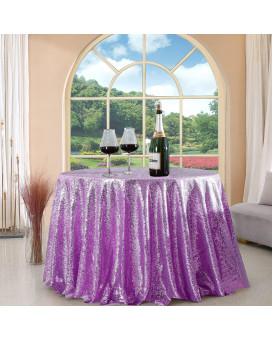 FYLEDAEE Sequin Tablecloth Round Light Purple 108 inch glittering Shimmer Tablecloth for Wedding Baby Shower Birthday Party Dinners Sparkly Tablecloth