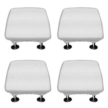 WIRESTER Set of 4 Car Seat Head Rest Cover, Protective Fabric Design Cover Decoration for All Cars - Solid White