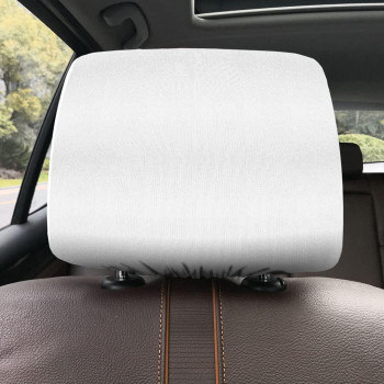 WIRESTER Set of 4 Car Seat Head Rest Cover, Protective Fabric Design Cover Decoration for All Cars - Solid White