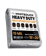 WHITEDUCK Super Heavy Duty Poly Tarp Cover 16 Mil & 10 Mil with Grommets and Reinforced Edges (Brown, White & Silver Black) (Silver Black- 10 Mil, 15' x 20')