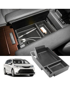 Salusy Armrest Center Console Organizer Tray Compatible for 2021 2022 2023 Toyota Sienna Accessories Storage Box