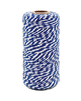 Bakers Twine String Royal Blue and White 328 Feet Soft Cotton Butcher Twine String for Gift Wrapping DIY Crafts Cooking Home Decoration String Art Gardening