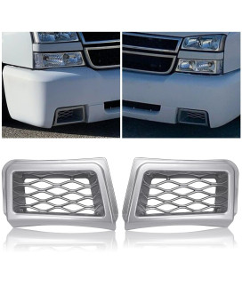 ECOTRIC Bumper Caliper Air Duct Vent Trim Compatible with 2003-2007 Chevy Chevrolet Silverado 1500 New Pair Silver Right & Left Air Duct Bezel Replacement for 89025753 & 89025754