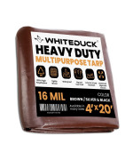 WHITEDUCK Super Heavy Duty Poly Tarp Cover 16 Mil & 10 Mil with Grommets and Reinforced Edges (Brown, White & Silver Black) (Silver Black- 16 Mil, 4' x 20')