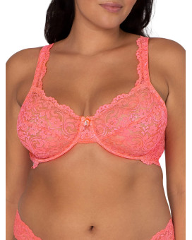 Smart Sexy Womens Plus Size Signature Lace Unlined Underwire Bra with Added Support, Punchy Peach, 40D