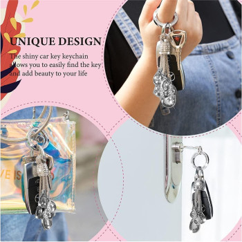 Bling Crystal Car Keychain for Women, Keychain Accessories With Rhinestones, Fashionable Car Key Chain for Car Keys Fit BMW Honda Audi Lexus Ford Mercedes Benz Nissan Cadillac Toyota (2 Silver)