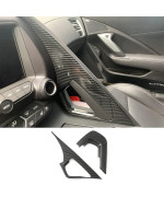 KoLeddy for C7 Corvette Carbon Fiber Central Control Armrest Cover Trim Accessories for 2014-2019 Chevrolet Corvette C7