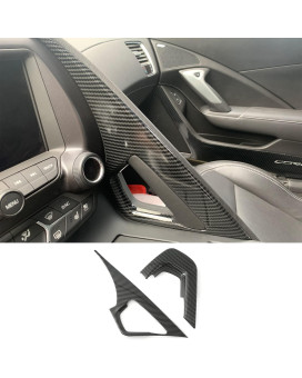 KoLeddy for C7 Corvette Carbon Fiber Central Control Armrest Cover Trim Accessories for 2014-2019 Chevrolet Corvette C7