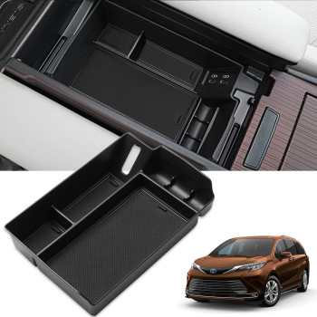 TTCR-II Compatible With Toyota Sienna Center Console Organizer 2021-2024, For Sienna Center Console Organizer Tray, Center Armrest Storage Box For Sienna LE Limited Platinum SE XLE XSE