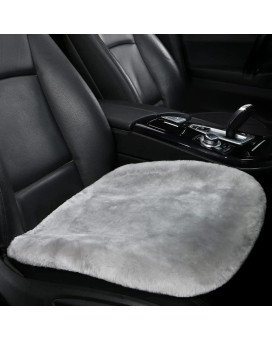 LLB Genuine Sheepskin Car Seat Cushion Seat Covers for Cars Trucks SUV Comfort Seat Protector Pad for Car Driver Seat Car Accessories for Women Office Chair Car Decor (Grey, Front Seat Cushion-1 Pc)