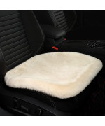 LLB Genuine Sheepskin Car Seat Cushion Seat Covers for Cars Trucks SUV Comfort Seat Protector Pad for Car Driver Seat Car Accessories for Women Office Chair Car Decor (Pearl, Front Seat Cushion-1 Pc)