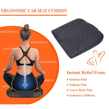 kingphenix Premium Car Seat Cushion, Memory Foam Driver Seat Cushion to Improve Driving View- Coccyx & Lower Back Pain Relief - Seat Cushion for Car, Truck, Office Chair (Black)