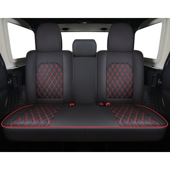 Aierxuan Jeep Wrangler JK JL 4-Door Back Seat Covers Custom Fit 2007-2024 Unlimited Rubicon 392 Sahara Willys Sport High Altitude 4X4 Truck Pickup Waterproof Leather(Rear Seat/Black-R)