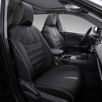 PTYYDS Fit Toyota RAV4 Seat Covers Full Set PU Leather Seat Covers for Rav4 2019 2020 2021 2022 2023 Accessories (Black,2019-2023 RAV4 Hybrid XSE)