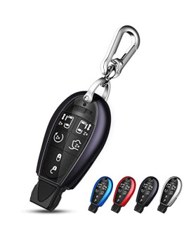 QBUC for Dodge Key Fob Cover with Keychain TPU Key Case Compatible with 2008-2018 Dodge Ram Jeep Chrysler Model Accessories (Purple)