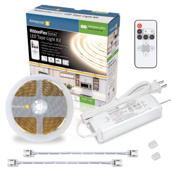 Armacost Lighting RibbonFlex Home continuous (cOB) LED Tape Light Kit with Remote - 16ft (5M),continuous (cob) 3000k White