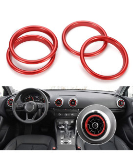 TOMALL 4pcs Aluminum AC Vent Outlet Ring Cover Compatible with Audi A3 S3 RS3 Air Conditioning Inner Vent Trim Decoration Interior Accessories (Red-Inner Ring)