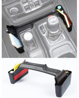 Savadicar GT-2 Shifter Storage Box with Microfibers, Gear Shift Console Tray Organizer for 2018-2024 Jeep Wrangler JL JLU & Gladiator JT Truck, Interior Accessories, Black,1 PCS