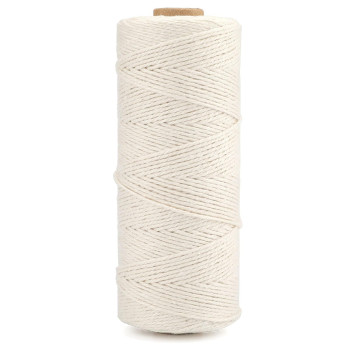 G2PLUS White String,1MM White Cotton String,656Feet Cooking Twine String,Bakers Twine for Cooking,Food Safe Cotton Kitchen String Butchers Twine for Tying Meat,Roasting,Sauage,Turkey(Off-White)