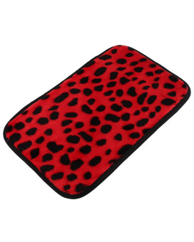 X AUTOHAUX Leopard Pattern Coral Fleece Center Console Cover Pad Universal Armrest Anti Slip Protector Cover Center Console Pad for Car Truck SUV Red