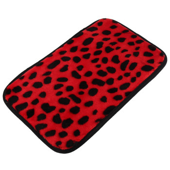 X AUTOHAUX Leopard Pattern Coral Fleece Center Console Cover Pad Universal Armrest Anti Slip Protector Cover Center Console Pad for Car Truck SUV Red