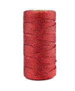 joycraft 110Yards Decorative Metallic Bakers Twine - Red Wrapping Twine String - Inelastic - Glitter for Christmas DIY Crafting Presents