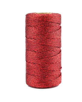 joycraft 110Yards Decorative Metallic Bakers Twine - Red Wrapping Twine String - Inelastic - Glitter for Christmas DIY Crafting Presents