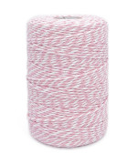 Leecogo Bakers Twine String Pink and White Cotton Twine 656 Feet Butchers Twine for Gift Wrapping DIY Crafts Home Decoration Cooking