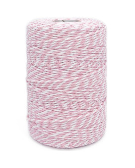 Leecogo Bakers Twine String Pink and White Cotton Twine 656 Feet Butchers Twine for Gift Wrapping DIY Crafts Home Decoration Cooking