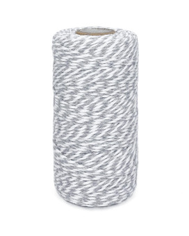 Bakers Twine Grey and White Cotton Twine 328 Feet 2mm Thick Butchers Twine String for Cooking Gift Wrapping DIY Crafts Home Decoration String Art