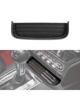 CheroCar Gear Shift Storage Organizer Bin Trim Cover Interior Accessories for Ford Mustang 2015-2022, Carbon Fibe