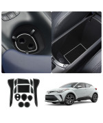 2018-2022 Toyoat CHR Center Console Liners Mats Cup Holder Inserts Mats Non-Slip Center 2022 CHR Console Shifter Liner Trim Mats Anti-dust Door Pocket Liners Interior Accessories 13 PCS(White)