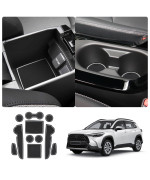 2022 Toyoat Corolla Cross SUV Center Console Liners Mats Cup Holder Inserts Mats Non-Slip Center Console Shifter Liner Trim Mats Anti-dust Door Pocket Liners Interior Accessories 11 PCS(White)