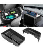 Neepiar 2PCS Center Console Dash Storage Tray and Armrest Secondary Storage Box for Ford Bronco Sport CX430 2021-2023 2024 Center Console Organizer Insert Accessories