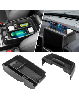 Neepiar 2PCS Center Console Dash Storage Tray and Armrest Secondary Storage Box for Ford Bronco Sport CX430 2021-2023 2024 Center Console Organizer Insert Accessories