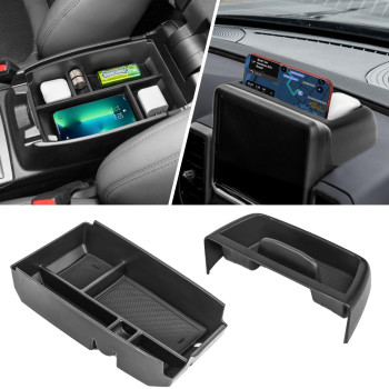 Neepiar 2PCS Center Console Dash Storage Tray and Armrest Secondary Storage Box for Ford Bronco Sport CX430 2021-2023 2024 Center Console Organizer Insert Accessories