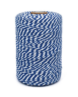 Leecogo Bakers Twine String Royal Blue and White Cotton Twine 656 Feet Butchers Twine for Gift Wrapping DIY Crafts Home Decoration Cooking