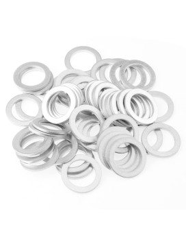 HELIFOUNER 50 Pieces M14x20x1.5mm Automotive Drain Plug Gaskets, Oil Crush Washers, Aluminum Flat Washers, Inner Diameter 14mm, Outer Diameter 20mm, Thickness 1.5mm