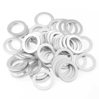 HELIFOUNER 50 Pieces M14x20x1.5mm Automotive Drain Plug Gaskets, Oil Crush Washers, Aluminum Flat Washers, Inner Diameter 14mm, Outer Diameter 20mm, Thickness 1.5mm