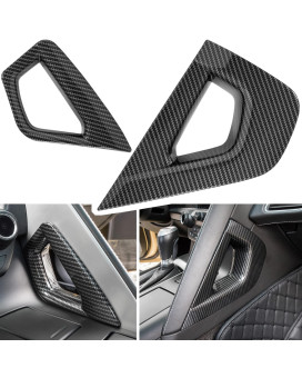 Carbon Fiber Center Console Handle Side Armrest Cover Trim for Chevrolet Corvette C7 Z06 Z51 ZR1 Stingray Grand Sport 2014 2015 2016 2017 2018 2019 Interior Accessories Decoration (Black 2PCS)