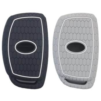 REPROTECTING Silicone Rubber Key Fob Cover Compatible with 2016-2021 Hyundai Elantra Elantra GT Ioniq Sonata Tucson SY5MDFNA433?not for Keys with Eject/fold Buttons?(4 Button Smart Key, Black Grey)