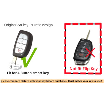 REPROTECTING Silicone Rubber Key Fob Cover Compatible with 2016-2021 Hyundai Elantra Elantra GT Ioniq Sonata Tucson SY5MDFNA433?not for Keys with Eject/fold Buttons?(4 Button Smart Key, Black Grey)