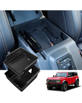 G Console Organizer Tray Compatible with Ford Bronco Accessories 2021 2022 2/4-Doors Armrest Storage Box Compatible with Bronco Accessories wiht Nonslip Mat Black 2PCS