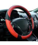 Microfiber Leather Car Steering Wheel Cover, Universal 14.5-15 inch Anti Slip Steering Wheel Covers for Car Auto SUV Wheel Protector, Red